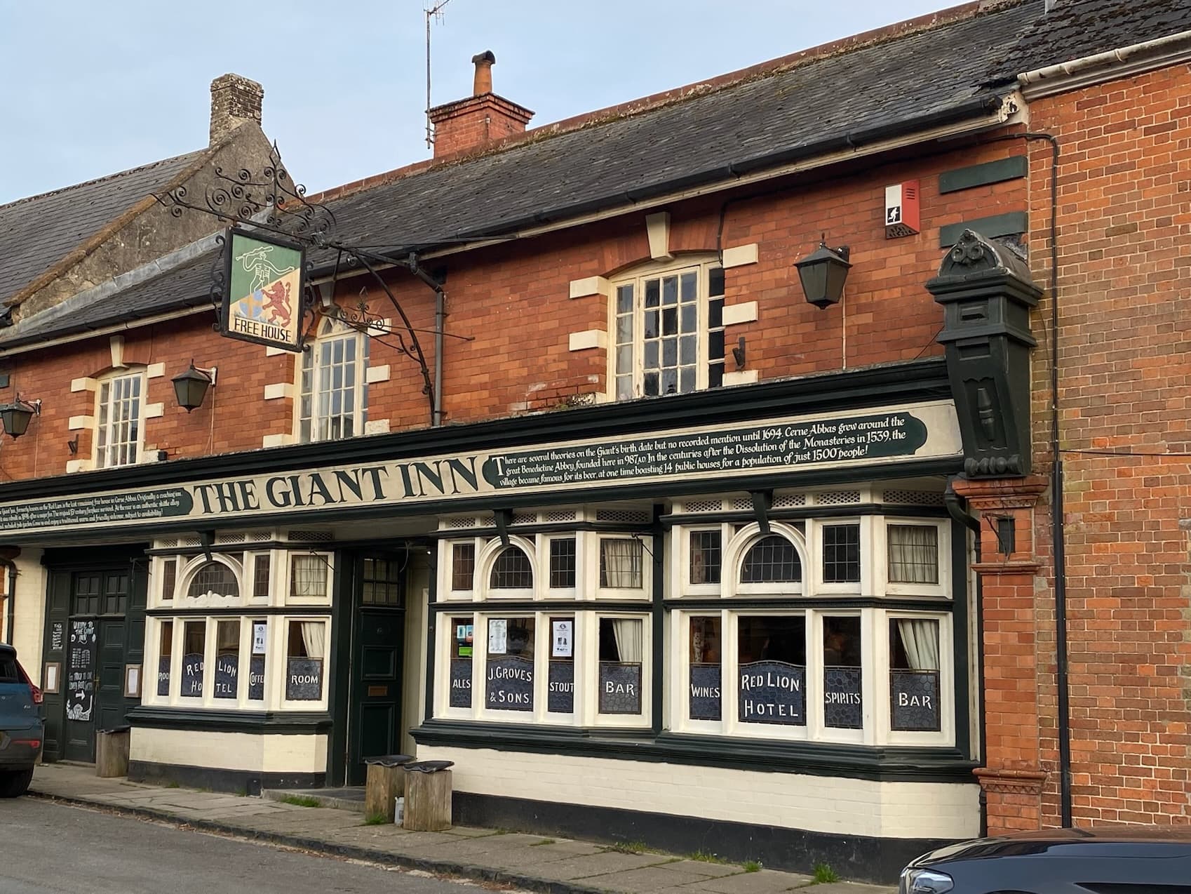 The Giant Inn, one of the historic pubs in Cerne Abbas
